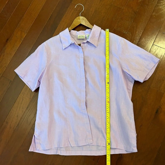 St. John’s Bay 100% Linen Light Purple Shortsleeved Shirt size L like new - Picture 7 of 7